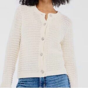 J. Crew Ivory Textured Knit Cardigan